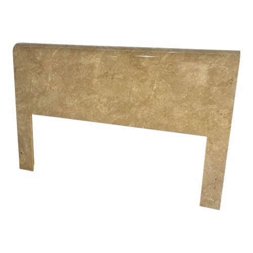 Postmodern Faux Tan/Beige Marble Laminate Waterfall Queen Headboard Headboards