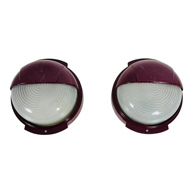 Midcentury Metal and Glass Wall Lamps, Italy, 1960s - A Pair For Sale