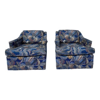 1960s Mid-Century Modern Upholstered Club Chairs- a Pair For Sale