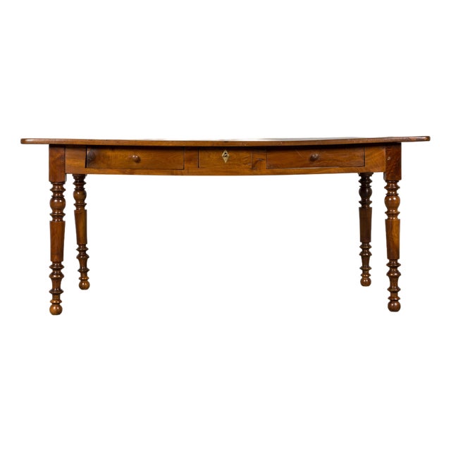 Mid-19th Century French Louis Philippe Walnut Writing Table With Three Drawers For Sale