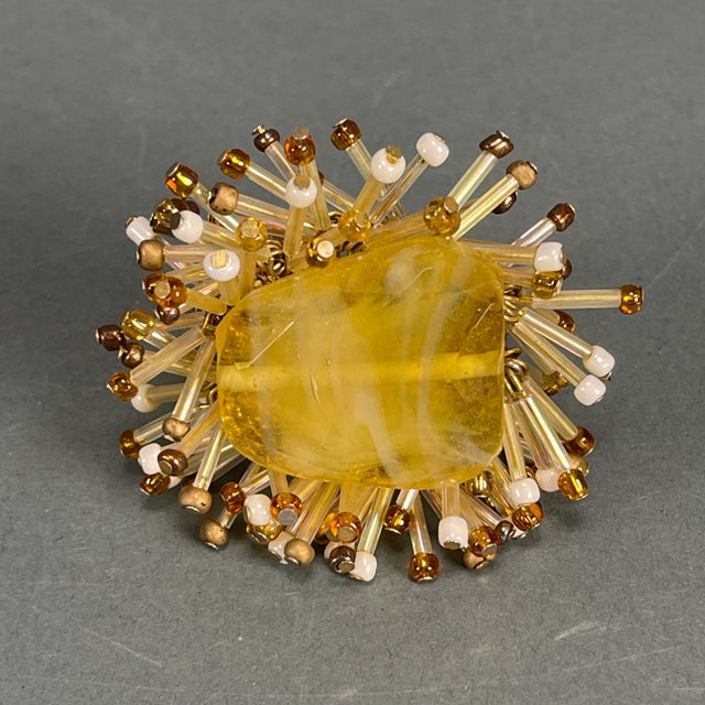 Vintage 1950s Glass Atomic Starburst Beaded Napkin Rings - Mixed Lot of 5 For Sale - Image 4 of 13