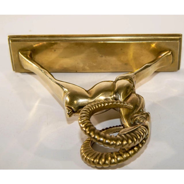 Vintage French Art Deco Style Sculpture of Brass Ibex Antelope For Sale - Image 10 of 13