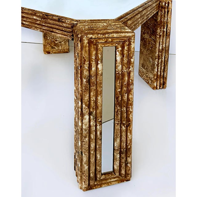 Modern Vintage Faux Tortoise Game Table, Manner of Karl Springer With Inset Mirror For Sale - Image 3 of 5