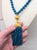 Vintage 1980s Signed Napier Goldtone Beaded Faux-Lapis Tassel Pendant Necklace For Sale In Philadelphia - Image 6 of 8