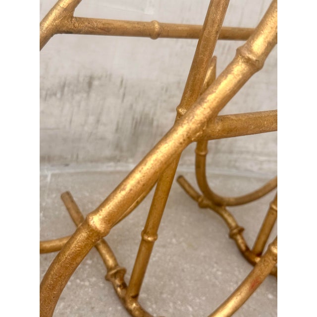Gold Vintage Hollywood Regency Style Gilt Faux-Bamboo Metal Magazine, Newspaper, Book Rack, Vinyl Record Holder, Circa 1950s For Sale - Image 8 of 12