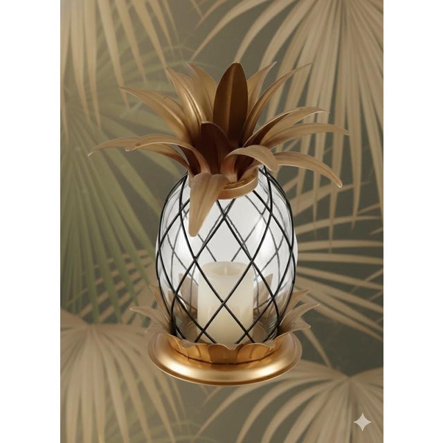 Glass Pineapple Lanterns Set of 2 Led Battery Operated For Sale - Image 4 of 4