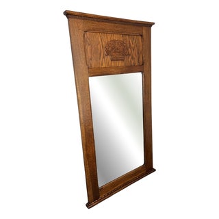 French Wall Mirror with Ornate Carved Oak Frame For Sale