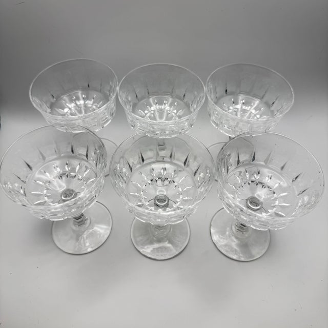 Mid-Century Modern 1970s Cristal D’Arques St Germain Crystal Coupe Glasses 9cl Includes Original Box France - Set of 6 For Sale - Image 3 of 12