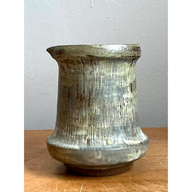 Vintage Drip Glaze Ceramic Pitcher For Sale - Image 4 of 12