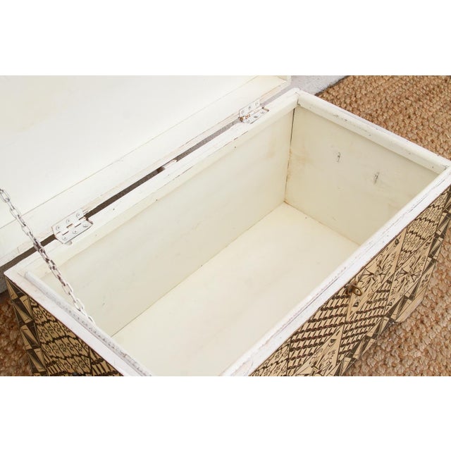 Wood Vintage Tribal Motif Black & White Chest For Sale - Image 7 of 10