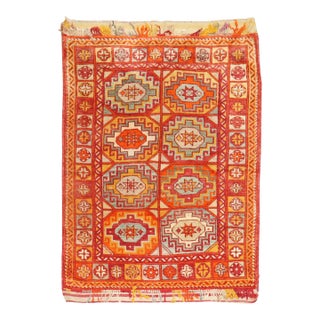 Bright Orange Antique Turkish Bergama Rug - 3'6" x 4'4" For Sale