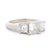 A beautifully balanced vintage three-stone diamond ring crafted in 14K white gold, featuring three princess-cut diamonds...