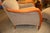 Restoration Hardware Picasso Arm Chair & Ottoman Tan/Black Checkered Upholstery For Sale - Image 6 of 18