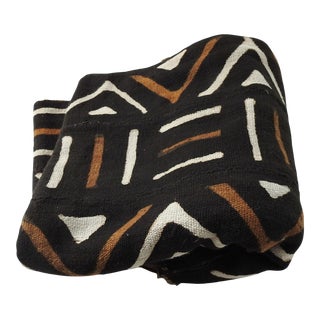 Vintage Brown, White & Black Mud Cloth Fabric For Sale