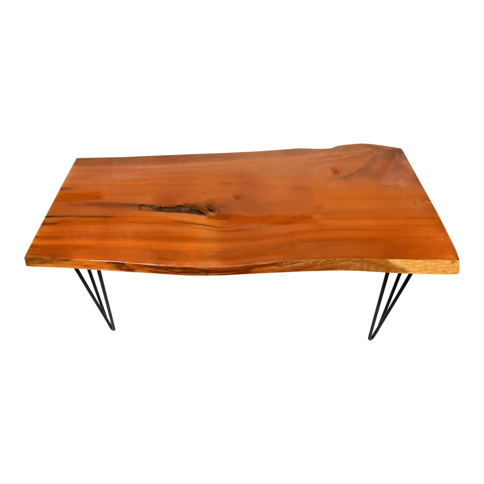 Modern Natural Free Live Edge Slab Coffee Table With Hairpin Legs