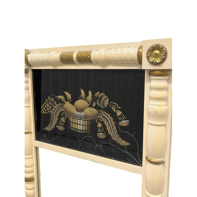 Vintage Hitchcock Federal Style Églomisé Mirror – Neoclassical Gilt & Ivory Frame For Sale - Image 10 of 15