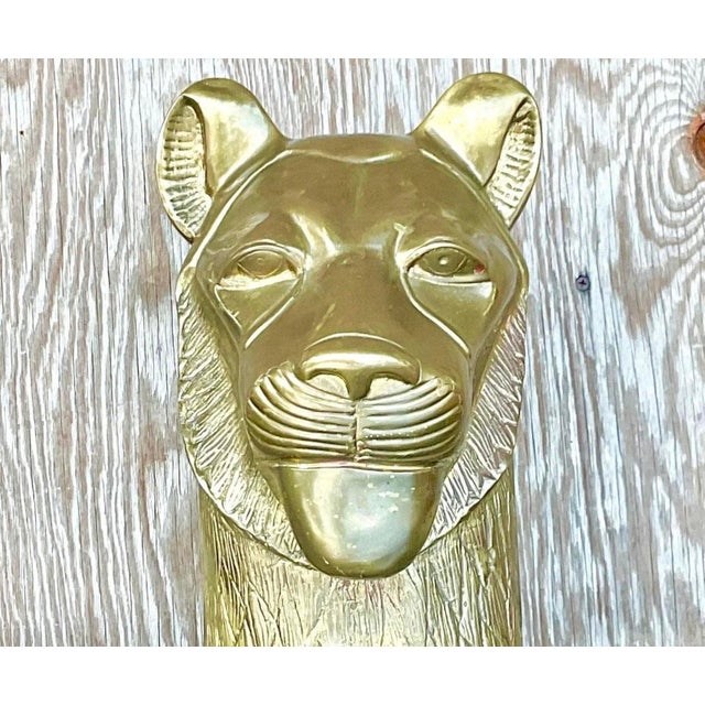 Brass Vintage Chapman Brass Lioness Head Sculpture For Sale - Image 8 of 16