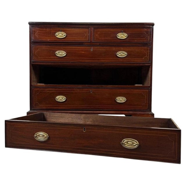 18th Century English Mahogany Chest of Drawers with Satinwood Inlay For Sale - Image 3 of 12