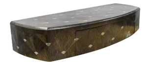 Ron Seff Raffia Marquetry Floating Console