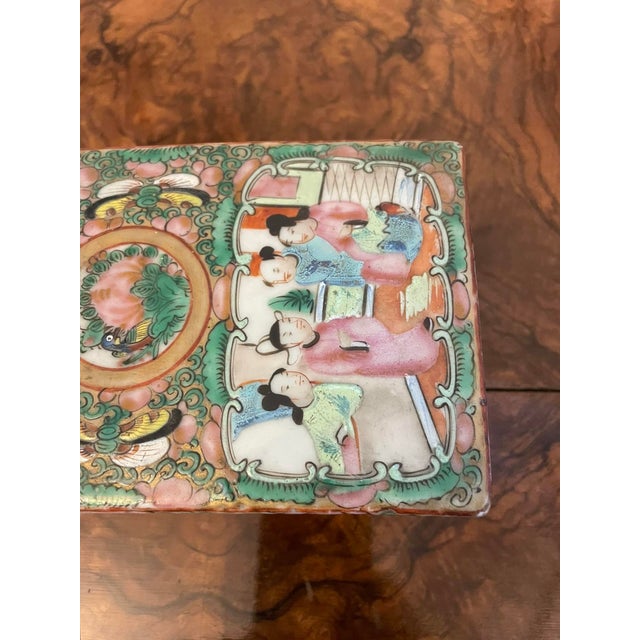 Antique Chinese Famille Rose Canton Lidded Pen Box, 1860 For Sale - Image 6 of 14