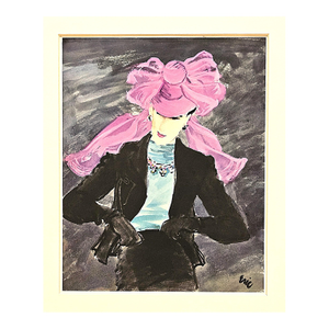 1939 French Fashion Print by Eric, Matted