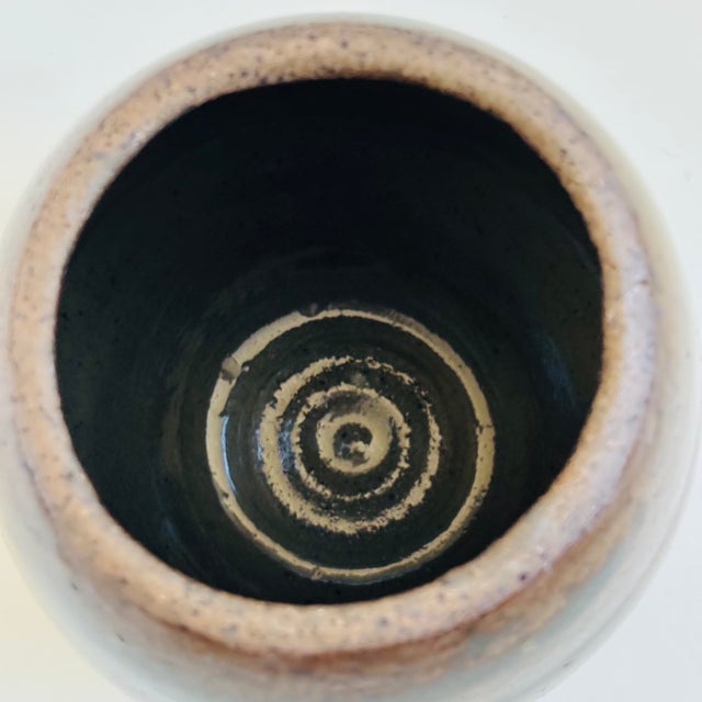 Vintage Brown Studio Pottery Vase With Overlapping Brown and Black Glazes For Sale - Image 10 of 11