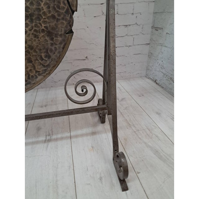 Large Victorian Brass Gong with Mallet Oak Stand, 1890s For Sale - Image 15 of 18