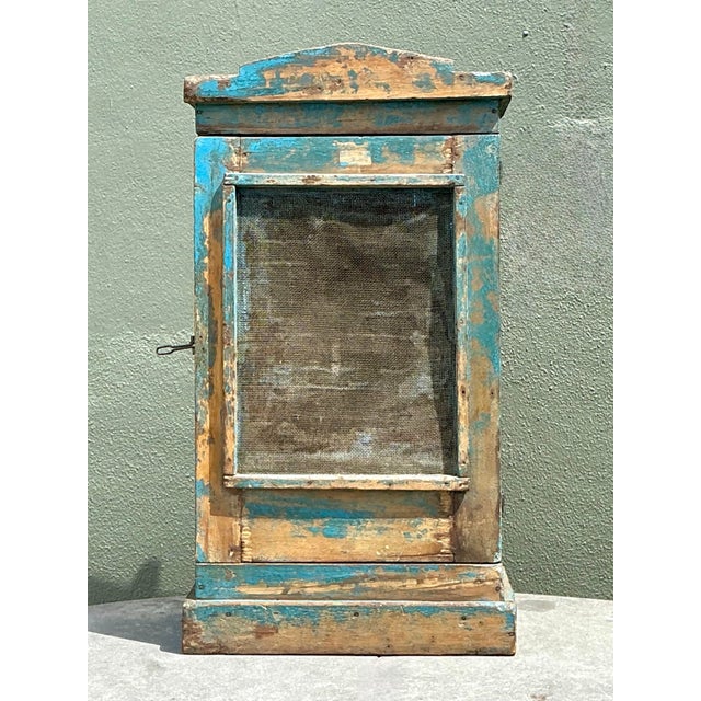 Vintage Rustic Painted Wood Cabinet For Sale - Image 12 of 12