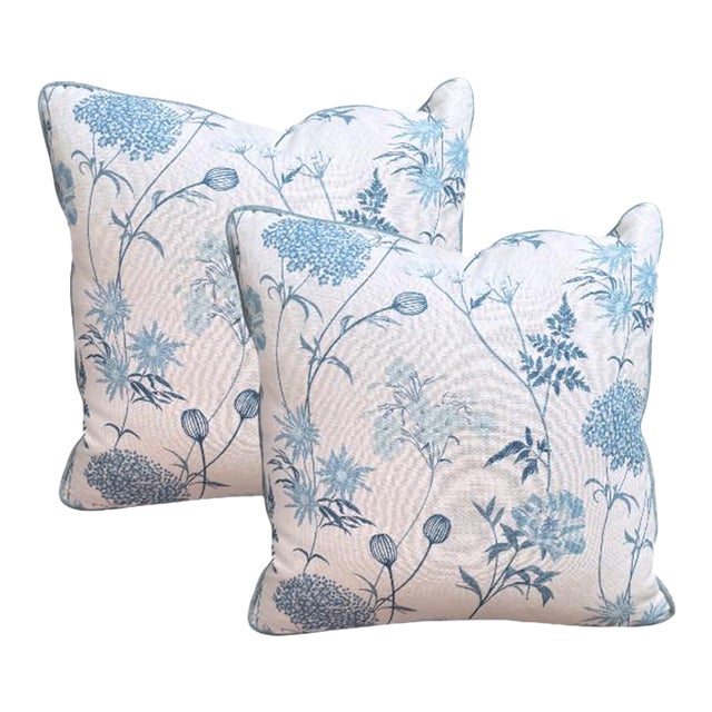Set of 22'' Whimsy Blue Floral With Velvet Pillows For Sale