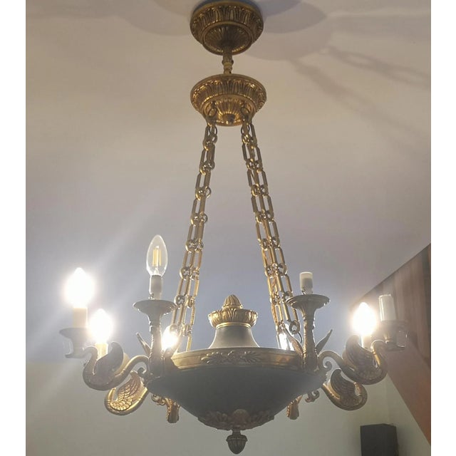 Traditional Empire Style Bronze Chandelier, France For Sale - Image 3 of 17