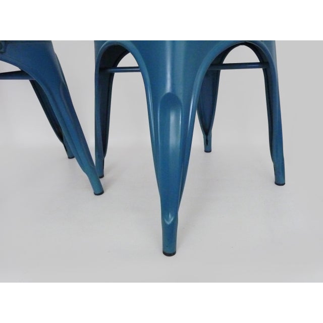 Metal Vintage Tolix Chairs in Blue Metal by Xavier Pauchard, 1970s, Set of 2 For Sale - Image 7 of 10