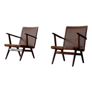 Dutch Teak and Webbing Chairs, 1950s, Set of 2 For Sale