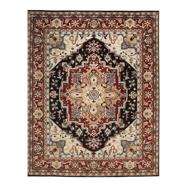 8x10 Blue Hand-Knotted Wool Octagonal Medallion Geometric Modern Carpet Rug For Sale