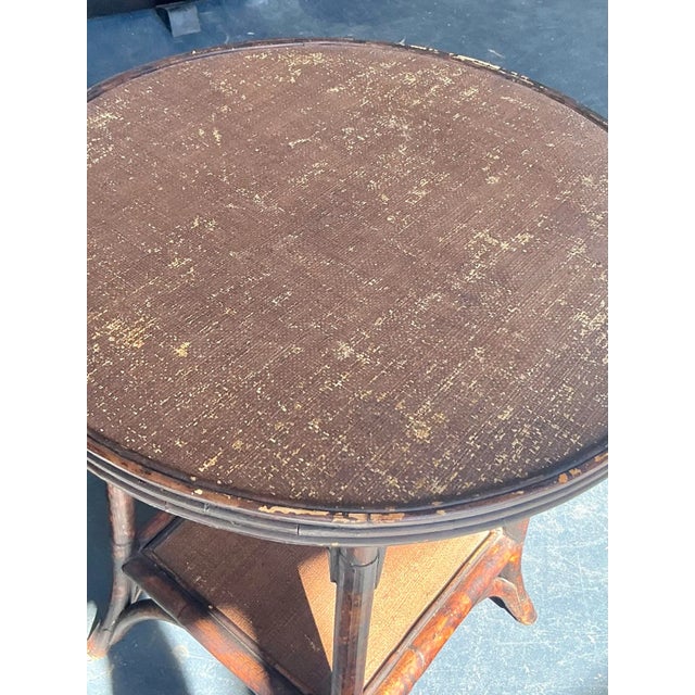Late 20th Century Vintage Boho Burnt Bamboo Side Table For Sale - Image 5 of 12