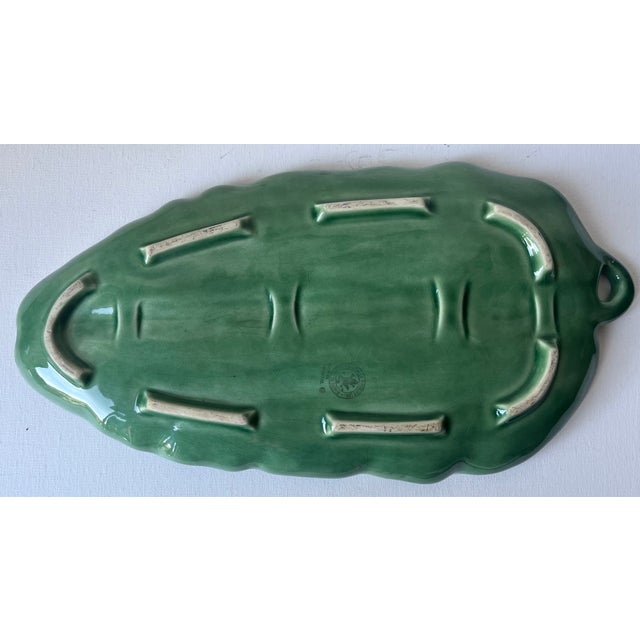 1980s Vintage Bordallo Pinheiro Green Banana Leaf 15" Platter For Sale - Image 5 of 10