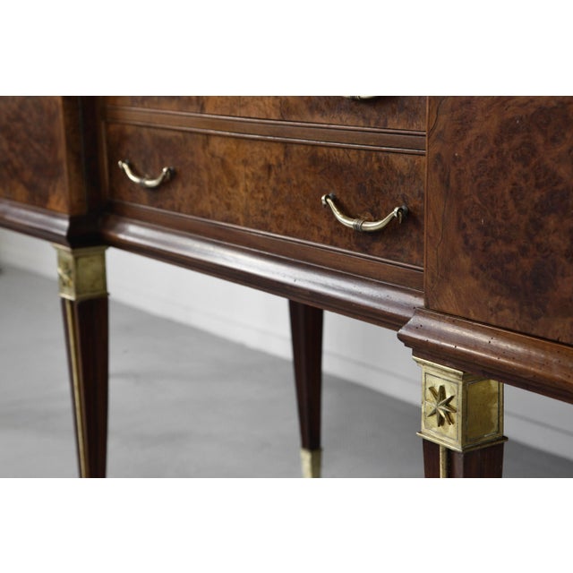 Italian Art Deco Sideboard in Dark Walnut Burl and Brass, 1930s For Sale - Image 10 of 13