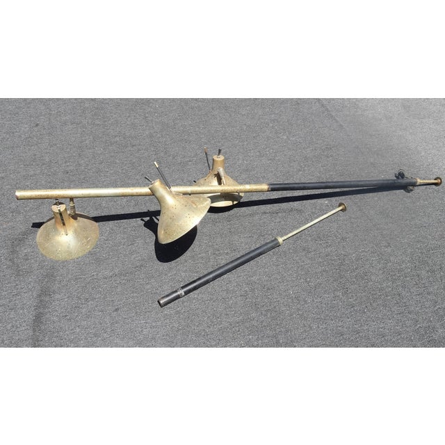 Abstract Vintage Mid Century Black Gold Tension Pole Lamp Light For Sale - Image 3 of 17