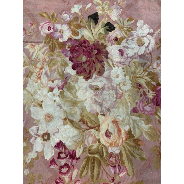 19th Century Large Antique Handwoven Floral French Aubusson Tapestry For Sale - Image 5 of 14