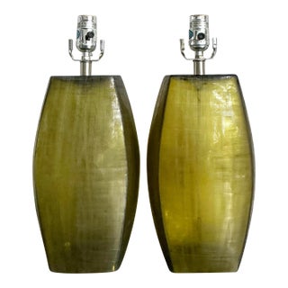 Vintage Styled After Donghia Hollywood Regency Glass Lamps - A Pair For Sale