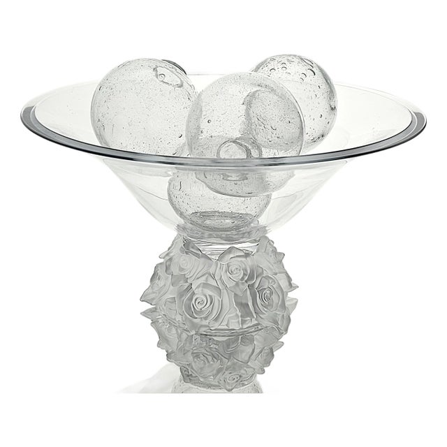 Hand Blown Clear Bubble Glass Spheres – Set of Four Artisan Decorative Orbs For Sale