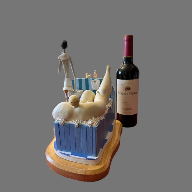Blue Peekaboo Figural Resin Sculpture in the style of Sarah Jane Szikora For Sale - Image 8 of 16