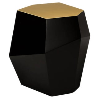 High Three Rocks Black and Brass Side Table by Insidherland For Sale