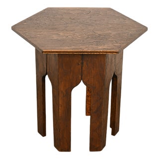 Stickley Brothers Style Antique Mission Arts & Crafts Pyrography Tabouret Side Table, Circa 1910 For Sale