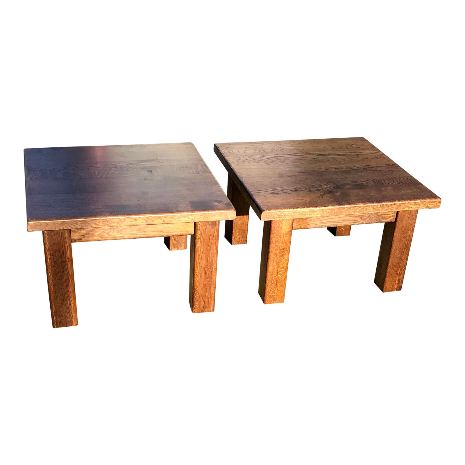 20th Century Rustic Solid Wood Block Side Tables a Pair Chairish