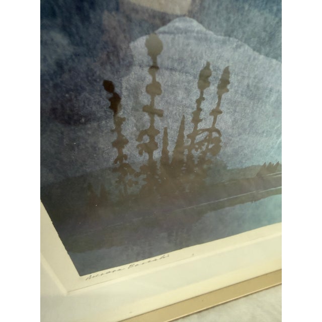 Circa 1990 George Weber Auroras Borealis Watercolor, Signed For Sale - Image 11 of 12