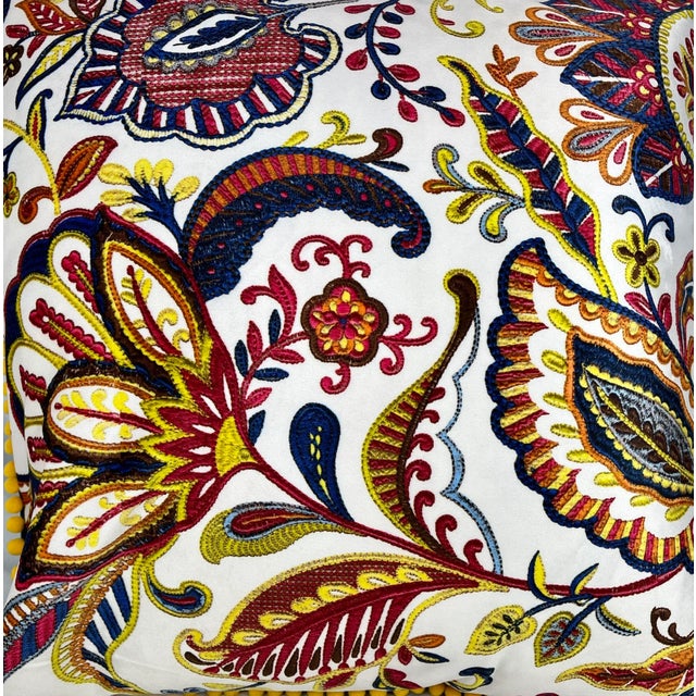 20" Square Decorative Throw Pillow With a Striking Modern Paisley Floral Pattern With a Needlepoint Look Appearance - Made...