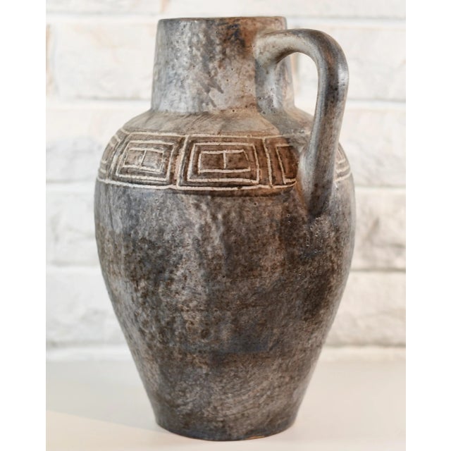 Mid-Century Modern Mid Century Modern Handled Art Pottery Pitcher Vase For Sale - Image 3 of 13