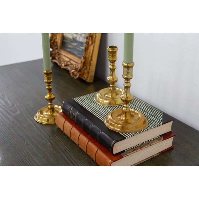 Antique Danish Brass Candlesticks from Næstved, Set of 3, 1780s For Sale - Image 12 of 17