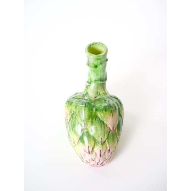 A charming late 20th-century Italian majolica tableware vase ornament modeled in the form of an artichoke. The piece is...