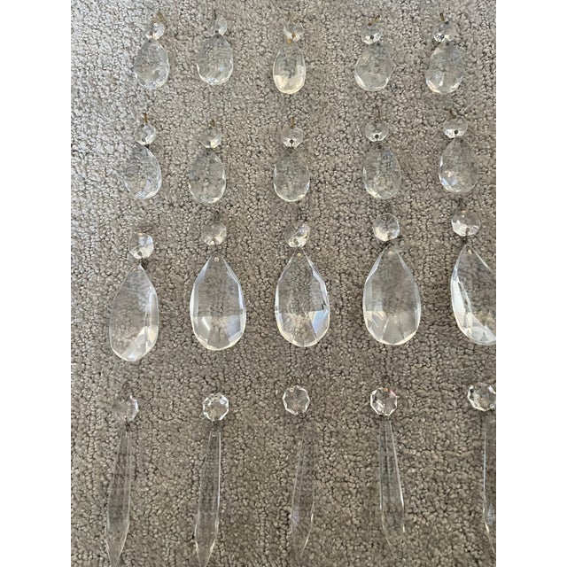 42 Piece Vintage Clear Crystal Chandelier Prisms Faceted Teardrop Icicle Spears For Sale - Image 4 of 11